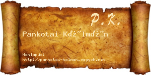 Pankotai Kálmán névjegykártya